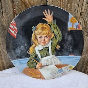 Learning Is Fun Charming Schoolgirl Art Plate 1986